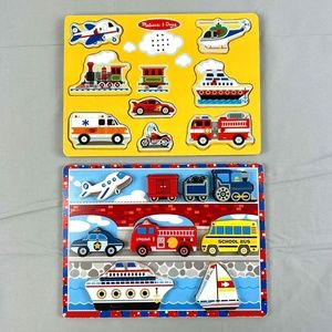 Melissa & Doug Vehicles Sound Puzzle & Vehicles Chunky Puzzle Bundle